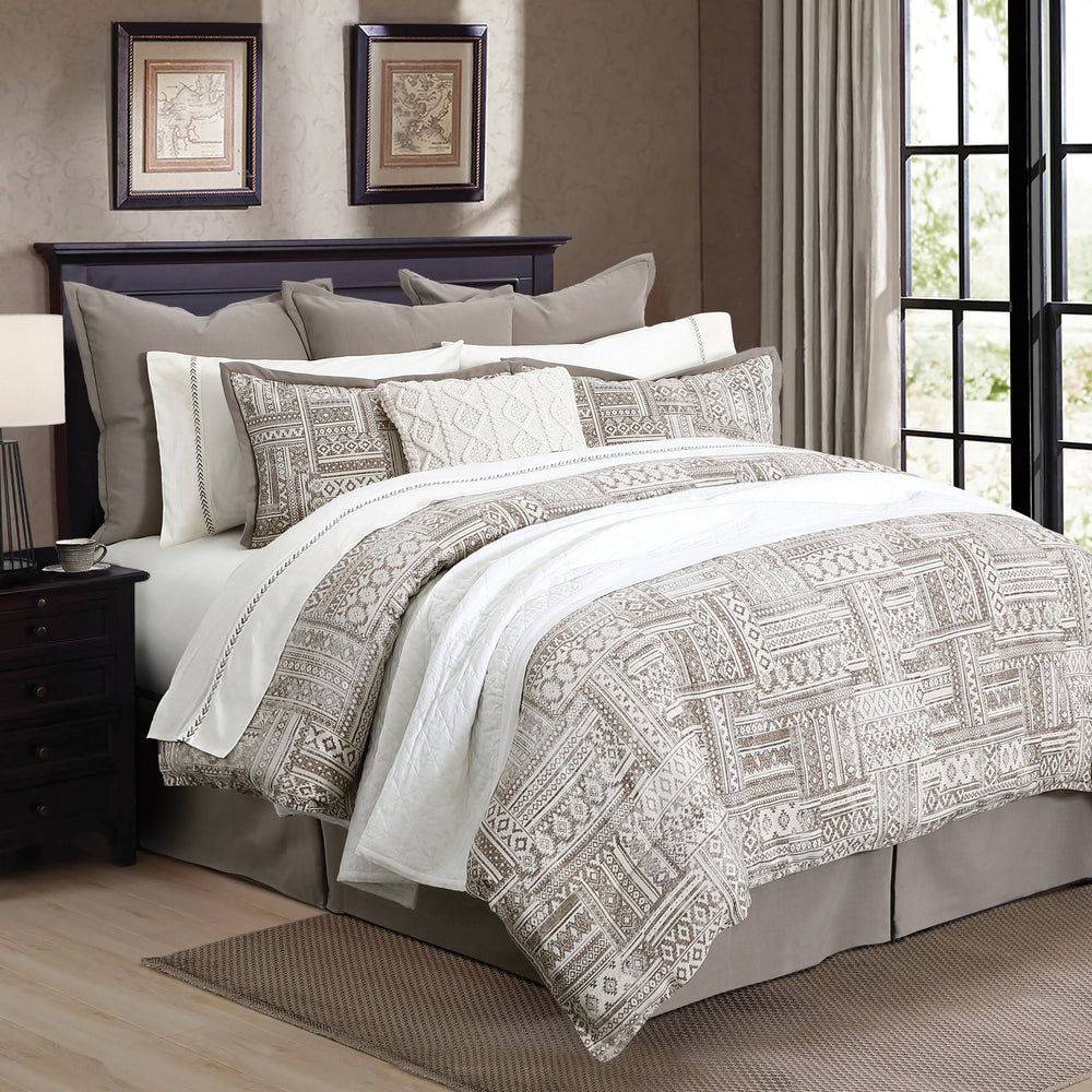Hiend Accents Trent Comforter Set - 3-piece Chic Geometric Design For A Stylish And Serene Bedroom Oasis Taupe Comforter Face, 100% Polyester. Back, 100% Cotton. Filling, 100% Polyester,Pillow Shams, 100% Polyester. Fb1934-sq-oc