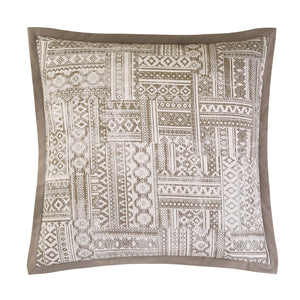 Hiend Accents Trent Euro Sham - Southwestern Bohemian Aztec Patchwork For Elegant Bedroom Transformation Taupe Polyester Fb1934e1