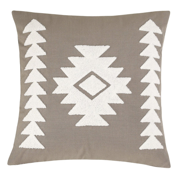 Hiend Accents Trent Aztec Appliqué Pillow - Stylish Southwestern Accent With Intricate Embroidery For Any Space Taupe Shell, 100% Polyester,Fill, 100% Waterfowl Feathers Fb1934p3