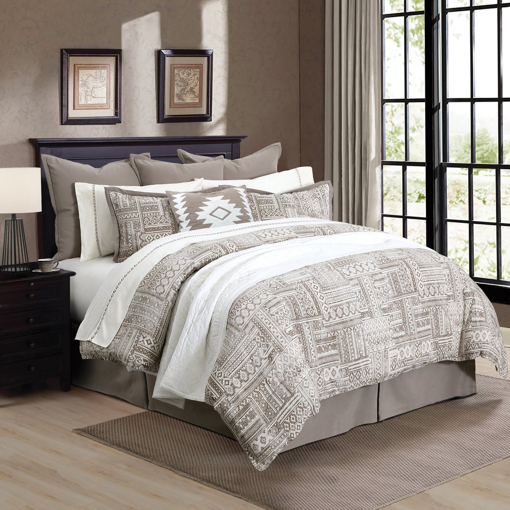 Hiend Accents Trent Comforter Set - 3-piece Chic Geometric Design For A Stylish And Serene Bedroom Oasis Taupe Comforter Face, 100% Polyester. Back, 100% Cotton. Filling, 100% Polyester,Pillow Shams, 100% Polyester. Fb1934-sq-oc
