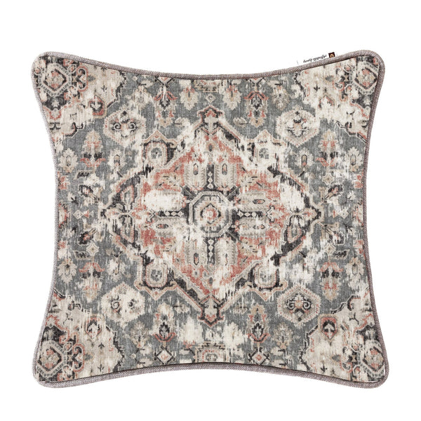 Hiend Accents Carmen Kilim Euro Sham - Embrace Rustic Elegance With Traditional Turkish Artistry For Your Bedroom Taupe Face, 70% Viscose,30% Flax Blend,Back, 70% Viscose,30% Linen Fb1936e1