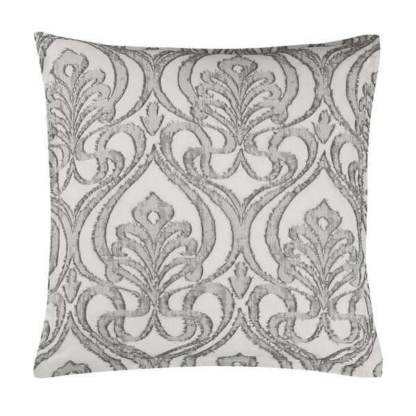 Hiend Accents Nicole Damask Euro Sham - Elegant Oversized Design With Soft Textures For A Serene Bedroom Retreat Gray 100% Cotton Fb1938es-os-gy