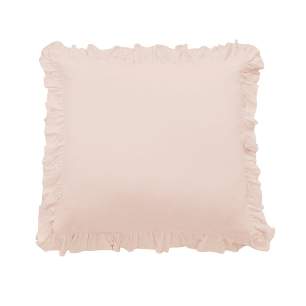 Hiend Accents Lily Washed Linen Ruffled Euro Sham - Elegant Soft Texture, Durable & Wrinkle-resistant Bedding Accent Blush 70% Viscose,30% Linen Fb1947es-os-bh
