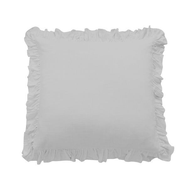 Hiend Accents Lily Washed Linen Ruffled Euro Sham - Elegant Soft Texture, Durable & Wrinkle-resistant Bedding Accent Light Gray 70% Viscose,30% Linen Fb1947es-os-gy