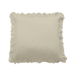 Hiend Accents Lily Washed Linen Ruffled Euro Sham - Elegant Soft Texture, Durable & Wrinkle-resistant Bedding Accent Light Tan 70% Viscose,30% Linen Fb1947es-os-lt