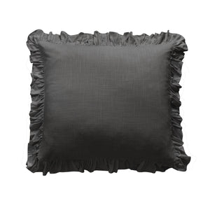 Hiend Accents Lily Washed Linen Ruffled Euro Sham - Elegant Soft Texture, Durable & Wrinkle-resistant Bedding Accent Slate 70% Viscose,30% Linen Fb1947es-os-sl