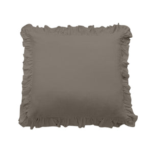Hiend Accents Lily Washed Linen Ruffled Euro Sham - Elegant Soft Texture, Durable & Wrinkle-resistant Bedding Accent Taupe 70% Viscose,30% Linen Fb1947es-os-tp