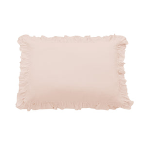 Hiend Accents Lily Washed Linen Ruffled Pillow Sham - Luxurious Softness, Elegant Design For Dreamy Bedroom Decor Blush 70% Viscose,30% Linen Fb1947ps-ks-bh