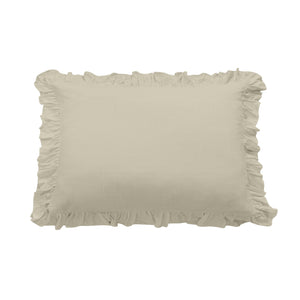 Hiend Accents Lily Washed Linen Ruffled Pillow Sham - Luxurious Softness, Elegant Design For Dreamy Bedroom Decor Light Tan 70% Viscose,30% Linen Fb1947ps-ks-lt