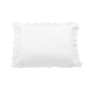 Hiend Accents Lily Washed Linen Ruffled Pillow Sham - Luxurious Softness, Elegant Design For Dreamy Bedroom Decor White 70% Viscose,30% Linen Fb1947ps-ss-wh