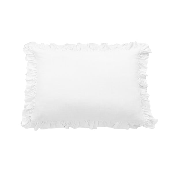 Hiend Accents Lily Washed Linen Ruffled Pillow Sham - Luxurious Softness, Elegant Design For Dreamy Bedroom Decor White 70% Viscose,30% Linen Fb1947ps-ss-wh
