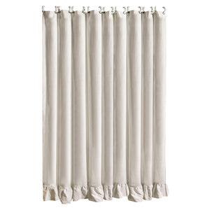 Hiend Accents Lily Washed Linen Ruffled Shower Curtain - Elegant Design For A Serene Bathroom Oasis & Easy Care Light Tan 70% Viscose,30% Linen Fb1947sc-os-lt