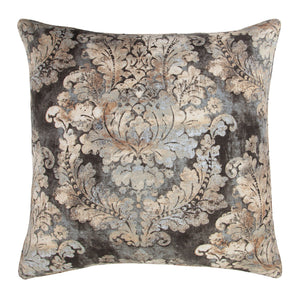 Hiend Accents Victoria Euro Sham - Luxurious Washed Linen With Smokey Damask Print For Elegant Bedroom Decor Multi Color Face, 70% Viscose,30% Linen Fb2033es