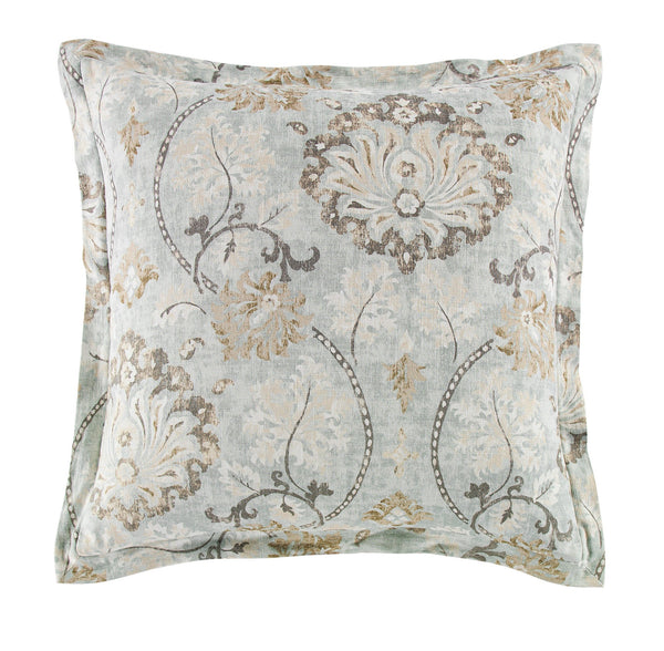 Hiend Accents Dalia Euro Sham - Enhance Your Bedroom With Luxurious Linen Blend And Timeless Floral Elegance Light Blue Face, 70% Viscose,30% Linen Fb2130es-os-lb