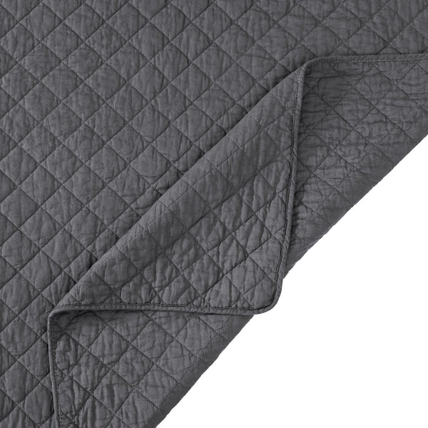 Hiend Accents Cotton Comfort Quilt Set - Luxurious 3-piece Bedding Ensemble For Year-round Cozy Elegance Charcoal Face And Back, 100% Cotton,Fill, 70% Polyester,30% Cotton Fb2200-kg-cl