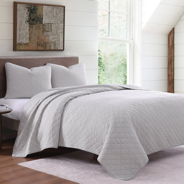 Hiend Accents Cotton Comfort Quilt Set - Luxurious 2-piece Collection For Cozy Bedrooms And Timeless Style Gray Face And Back, 100% Cotton,Fill, 70% Polyester,30% Cotton Fb2200-tw-gy