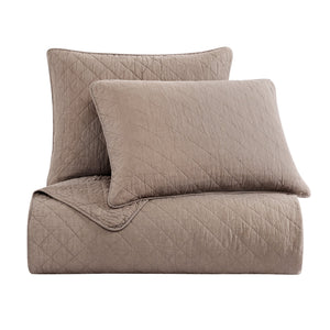 Hiend Accents Cotton Comfort Quilt Set - Luxurious 2-piece Collection For Cozy Bedrooms And Timeless Style Mocha Face And Back, 100% Cotton,Fill, 70% Polyester,30% Cotton Fb2200-tw-mc