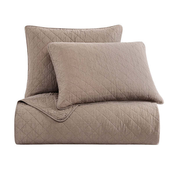 Hiend Accents Cotton Comfort Quilt Set - Luxurious 2-piece Collection For Cozy Bedrooms And Timeless Style Mocha Face And Back, 100% Cotton,Fill, 70% Polyester,30% Cotton Fb2200-tw-mc