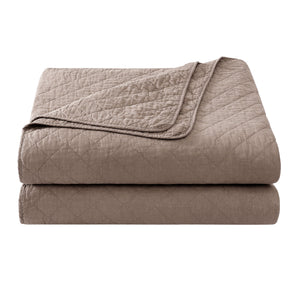 Hiend Accents Cotton Comfort Quilt Set - Luxurious 2-piece Collection For Cozy Bedrooms And Timeless Style Mocha Face And Back, 100% Cotton,Fill, 70% Polyester,30% Cotton Fb2200-tw-mc