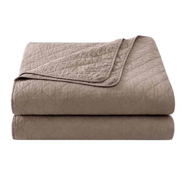 Hiend Accents Cotton Comfort Quilt Set - Luxurious 3-piece Bedding Ensemble For Year-round Cozy Elegance Mocha Face And Back, 100% Cotton,Fill, 70% Polyester,30% Cotton Fb2200-fq-mc