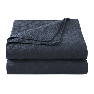 Hiend Accents Cotton Comfort Quilt Set - Luxurious 2-piece Collection For Cozy Bedrooms And Timeless Style Navy Face And Back, 100% Cotton,Fill, 70% Polyester,30% Cotton Fb2200-tw-na