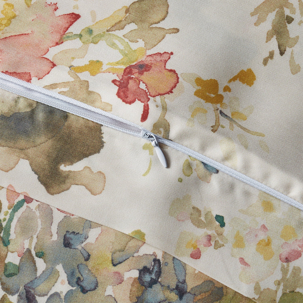 Hiend Accents Jardin Lyocell Euro Sham - Luxurious Watercolor Floral Design For Modern Elegant Bedding Decor Salmon Face And Back, 100% Lyocell Fb2235es-os-sa