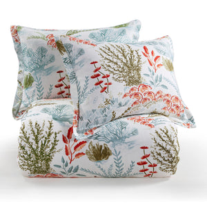 Hiend Accents Oceania Comforter Set - Experience Tropical Serenity With 3-piece Bedding For Ultimate Comfort Coral Comforter ,Face, 70% Viscose,30% Linen,Back, 100% Cotton,Fill, 100% Polyester. Pillow Sham ,70% Viscose,30% Linen. Fb2248-sk-co