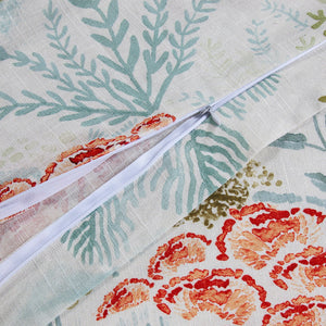 Hiend Accents Oceania Comforter Set - Experience Tropical Serenity With 3-piece Bedding For Ultimate Comfort Coral Comforter ,Face, 70% Viscose,30% Linen,Back, 100% Cotton,Fill, 100% Polyester. Pillow Sham ,70% Viscose,30% Linen. Fb2248-sk-co