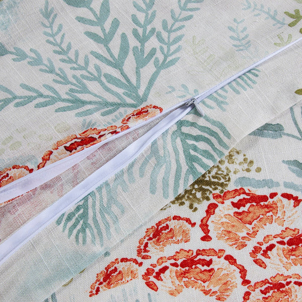 Hiend Accents Oceania Duvet Cover Set - 3 Piece Bedding Ensemble For A Serene And Tranquil Bedroom Retreat Coral Duvet Cover ,Face, 70% Viscose,30% Linen,Back, 100% Cotton. Pillow Sham ,70% Viscose,30% Linen. Fb2248ds-sk-co