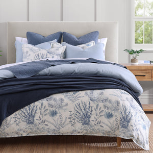 Hiend Accents Oceania Comforter Set - Experience Tropical Serenity With 3-piece Bedding For Ultimate Comfort Blue Comforter ,Face, 70% Viscose,30% Linen,Back, 100% Cotton,Fill, 100% Polyester. Pillow Sham ,70% Viscose,30% Linen. Fb2248-sq-bl