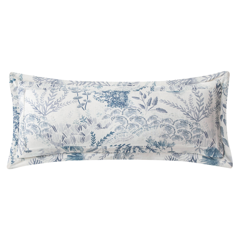 Hiend Accents Oceania Lumbar Pillow - Elegant Supportive Accessory For Stylish Living Spaces And Home Decor Blue Shell, 70% Viscose,30% Linen,Fill, 100% Waterfowl Feathers Fb2248p7-os-bl