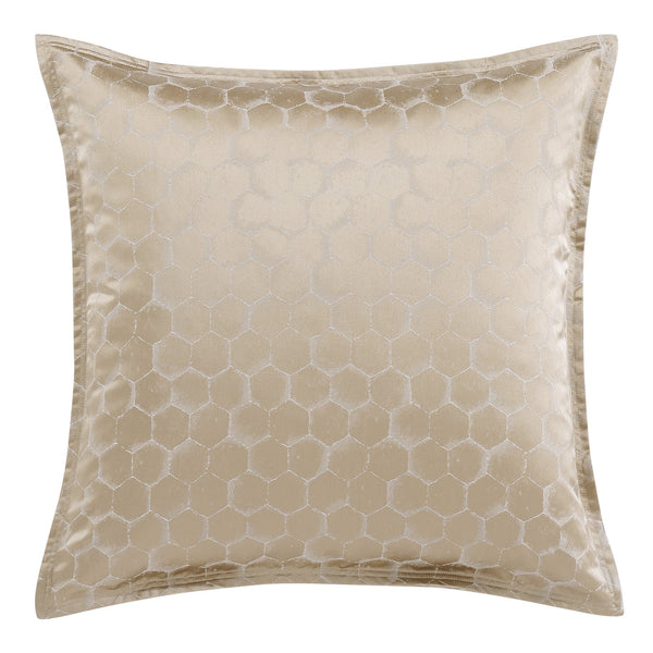 Hiend Accents Honeycomb Jacquard Euro Sham - Modern Elegance With Unique Texture For Stylish Bedroom Decor Light Gold 100% Polyester Fb2312es-os-lg