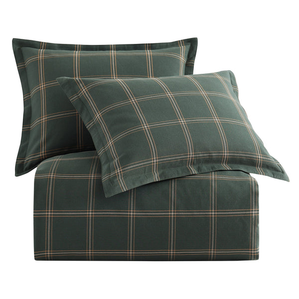 Hiend Accents Windowpane Plaid Duvet Cover Set - 3-piece Ensemble For Timeless Elegance And Cozy Comfort Hunter Green Duvet Cover ,Face, 65% Polyester,35% Cotton,Back, 100% Cotton. Pillow Sham ,65% Polyester,35% Cotton. Fb2317ds-sk-hg