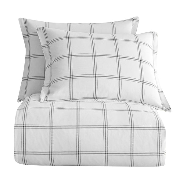 Hiend Accents Windowpane Plaid Comforter Set - Elevate Your Bedroom With Timeless Elegance And Cozy Style White Comforter ,Face, 65% Polyester,35% Cotton,Back, 100% Cotton,Fill, 100% Polyester. Pillow Sham ,65% Polyester,35% Cotton. Fb2317-tw-wh
