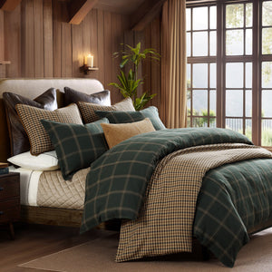 Hiend Accents Windowpane Plaid Duvet Cover Set - 3-piece Ensemble For Timeless Elegance And Cozy Comfort Hunter Green Duvet Cover ,Face, 65% Polyester,35% Cotton,Back, 100% Cotton. Pillow Sham ,65% Polyester,35% Cotton. Fb2317ds-sk-hg