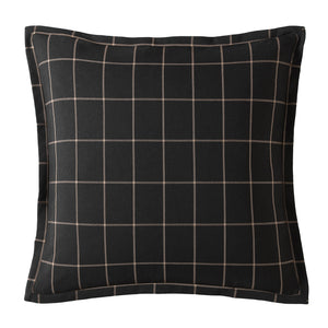 Hiend Accents Windowpane Plaid Euro Sham - Timeless Elegance For Modern Decor, Soft Yarn-dyed Fabric Accent Piece Black 65% Polyester,35% Cotton Fb2317es-os-bk