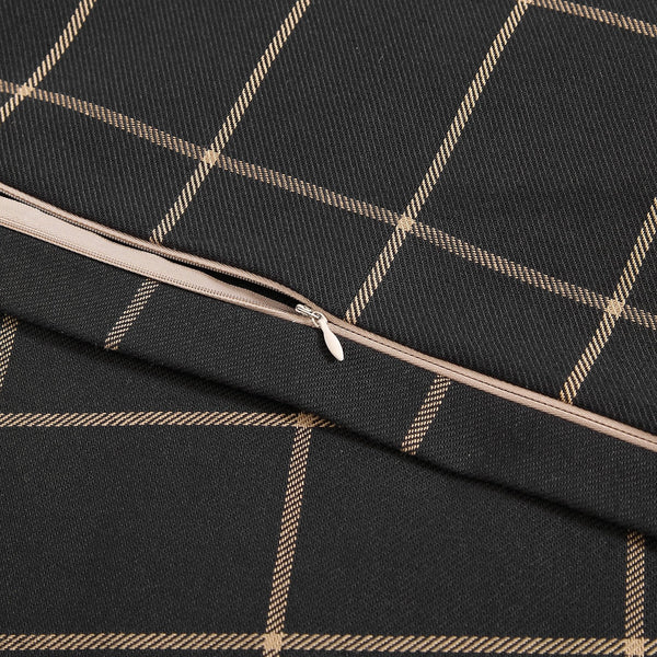 Hiend Accents Windowpane Plaid Euro Sham - Timeless Elegance For Modern Decor, Soft Yarn-dyed Fabric Accent Piece Black 65% Polyester,35% Cotton Fb2317es-os-bk