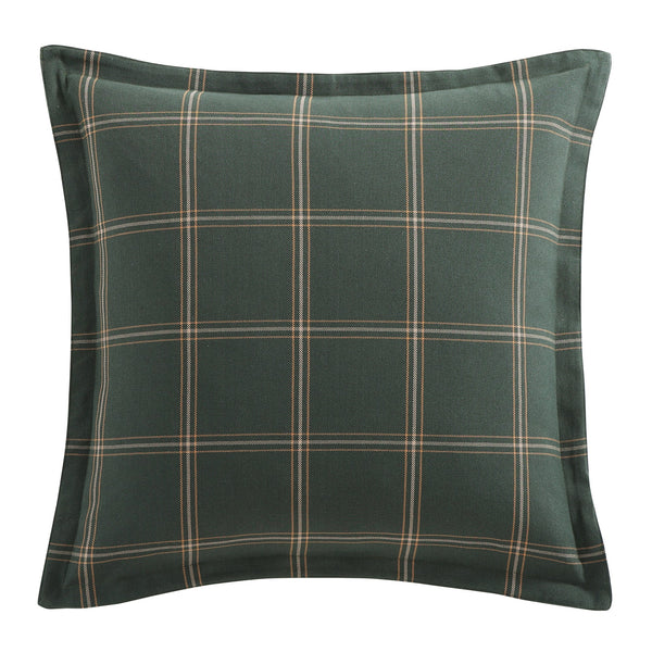 Hiend Accents Windowpane Plaid Euro Sham - Timeless Elegance For Modern Decor, Soft Yarn-dyed Fabric Accent Piece Hunter Green 65% Polyester,35% Cotton Fb2317es-os-hg