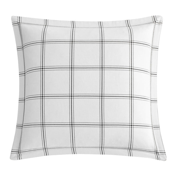 Hiend Accents Windowpane Plaid Euro Sham - Timeless Elegance For Modern Decor, Soft Yarn-dyed Fabric Accent Piece White 65% Polyester,35% Cotton Fb2317es-os-wh