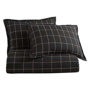Hiend Accents Windowpane Plaid Comforter Set - Elevate Your Bedroom With Timeless Elegance And Cozy Style Black Comforter ,Face, 65% Polyester,35% Cotton,Back, 100% Cotton,Fill, 100% Polyester. Pillow Sham ,65% Polyester,35% Cotton. Fb2317-tw-bk