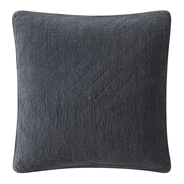 Hiend Accents Stonewashed Cotton Gauze Euro Sham - Luxuriously Soft, Unique Design For Stylish Home Decor Elegance Charcoal Face And Back, 100% Cotton,Fill, 100% Polyester Fb3200es-os-cl