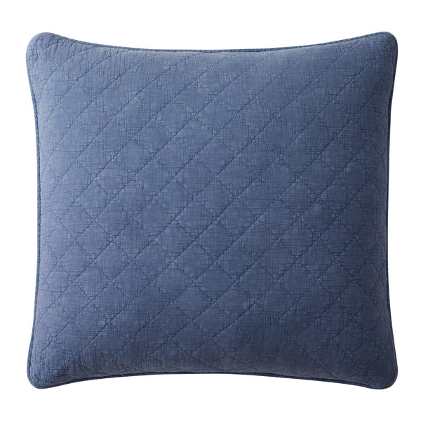 Hiend Accents Stonewashed Cotton Gauze Euro Sham - Luxuriously Soft, Unique Design For Stylish Home Decor Elegance French Blue Face And Back, 100% Cotton,Fill, 100% Polyester Fb3200es-os-fb