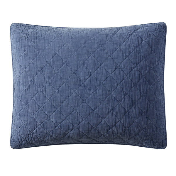 Hiend Accents Stonewashed Cotton Gauze Pillow Sham - Luxurious Softness, Unique Style, And Cozy Comfort For Any Room French Blue Face And Back, 100% Cotton,Fill, 100% Polyester Fb3200ps-ks-fb