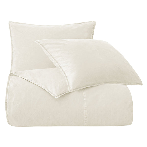 Hiend Accents Stonewashed Cotton Canvas Duvet Cover Set - Luxurious 3-piece Bedding For Timeless Style & Comfort Natural 100% Cotton Fb3400ds-sk-nt