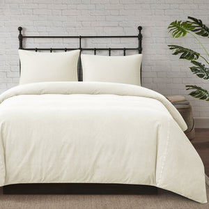Hiend Accents Stonewashed Cotton Canvas Duvet Cover Set - Luxurious 3-piece Bedding For Timeless Style & Comfort Natural 100% Cotton Fb3400ds-sk-nt
