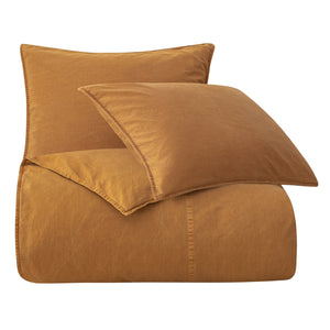 Hiend Accents Stonewashed Cotton Canvas Duvet Cover Set - Luxurious 3-piece Bedding For Timeless Style & Comfort Terracotta 100% Cotton Fb3400ds-sq-tc