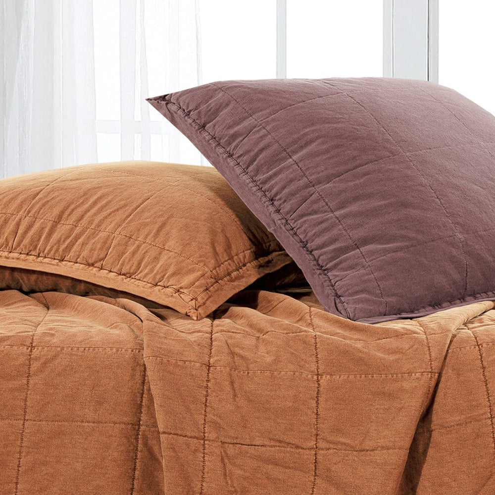 Hiend Accents Stonewashed Cotton Canvas Euro Sham - Vintage-inspired Comfort With Oversized Stitch Design & Style Terracotta Face And Back, 100% Cotton,Fill, 100% Polyester Fb3400es-os-tc