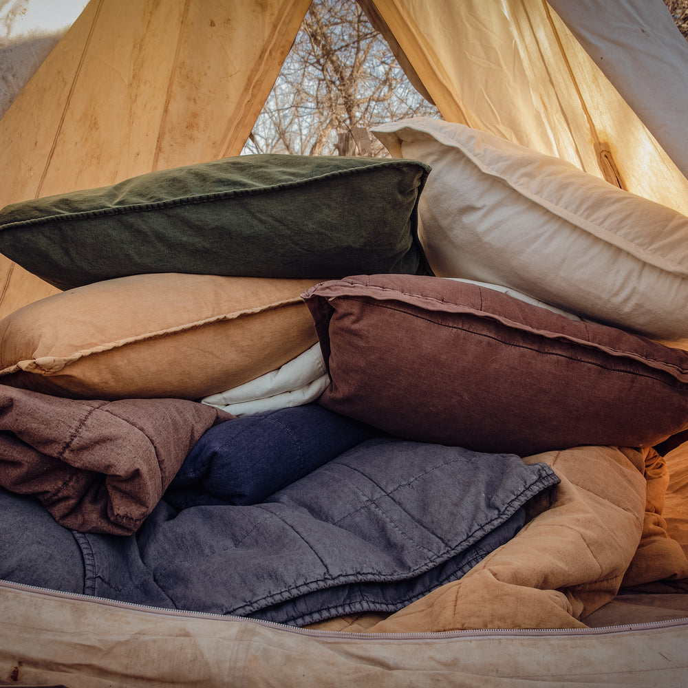 Hiend Accents Stonewashed Cotton Canvas Pillow Sham - Vintage Charm With Oversized Stitch Design For Elegant Decor Sarsaparilla Face And Back, 100% Cotton Fb3400ps-ss-sp