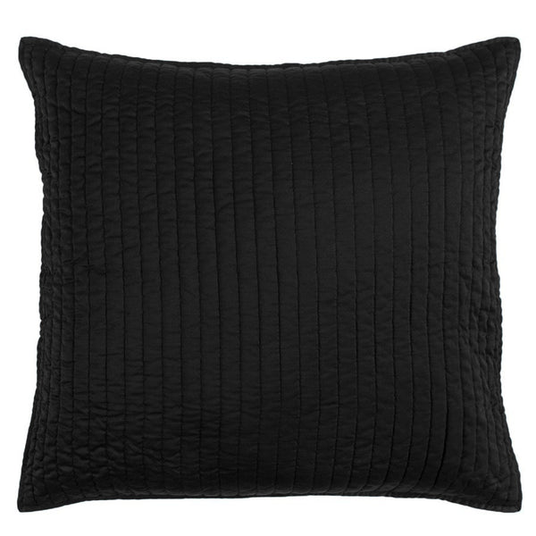 Hiend Accents Satin Channel Quilted Euro Sham - Luxurious Comfort And Modern Sophistication For Your Bedroom Decor Black Face And Back, 100% Polyester,Fill, 100% Polyester Fb3500es-os-bk