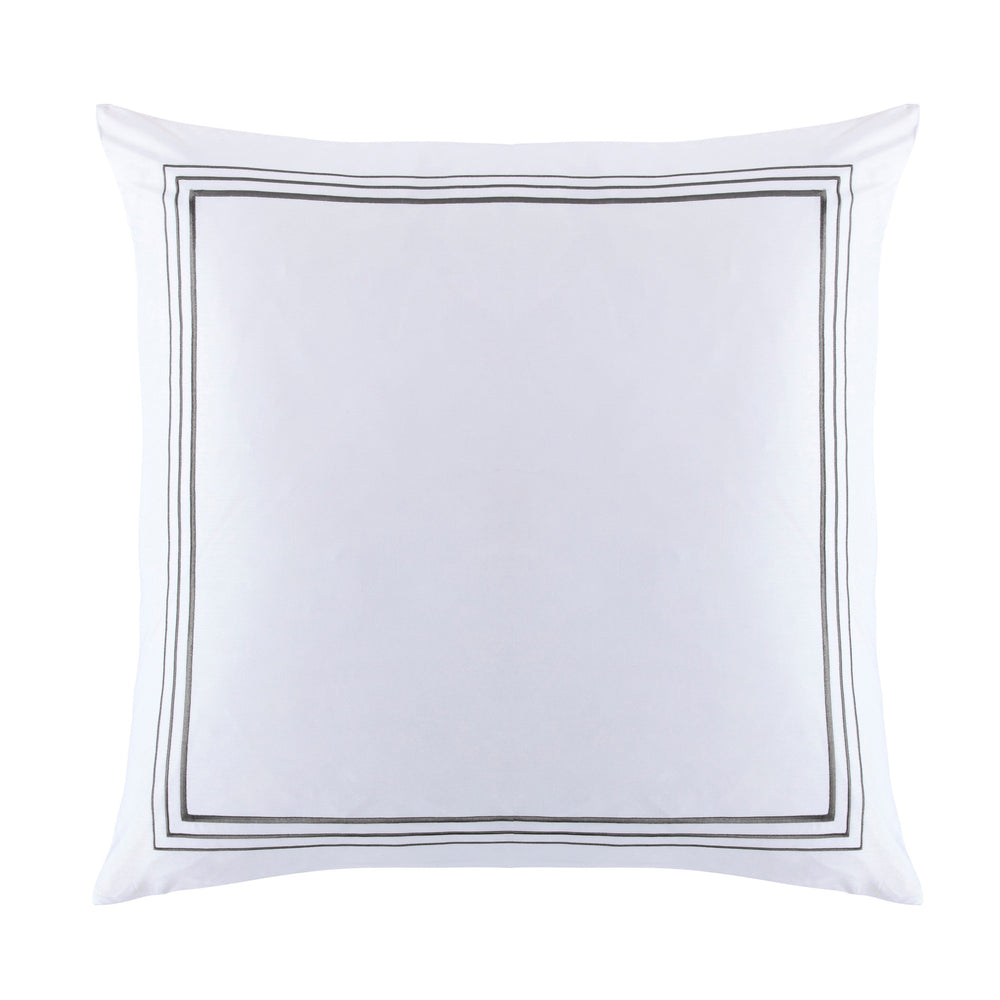 Hiend Accents Border Embroidery Euro Sham - Luxurious 350-thread Count Cotton For A Serene Bedroom Sanctuary White,Gray 100% Cotton Fb3521es-os-gy